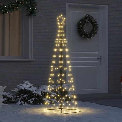 ACAGALA LED Weihnachtsbaum Metall Kegelform Aussen 390 LEDs, 250 cm Beleuchtete Tannenbaum Outdoor mit Stern, Weihnachtsbeleuchtung mit Ständer, 8 Modi, Warmweiß