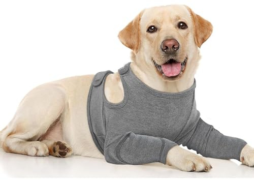 Hundebody Nach Op für Rüde & Hündin, Hund Shirt Leckschutz Anti-Leck Body für Hunde, Alternative zum Halskragen, Wundschutzanzug für Hunde (Hellgrau, L)