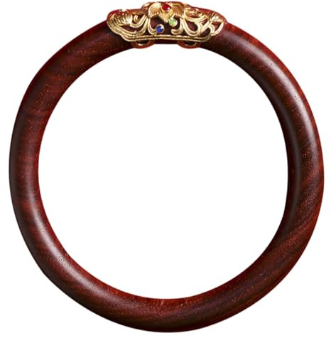 HOMSFOU Brazalete Redondo Étnico de Madera Marrón Superficie Lisa y Acabado Fino, Pulsera Vintage Elegante Adecuado Día de San Valentín y Ocasiones Obsequios