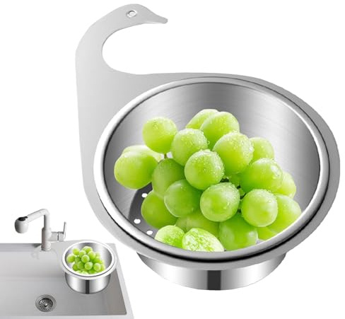 Sink Strainer Basket - Stainless Steel Swan Strainer, Corner Sinks Food Catcher, Kitchen Utensils Food Strainers, Authentic Sink Basket, Home Kitchen Accessory for Easy Clean Baskets