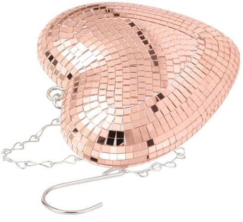 Toyvian Heart Shaped Disco Ball Hanging Mirror Disco Ball Decor Reflective Party Accessory for Weddings Bars Night Clubs Home Patio Garden 6.30 X 6.10 X 1.97In