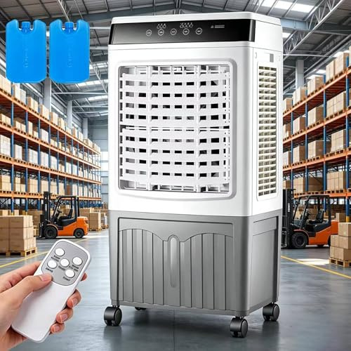 JGJSQYY Raffreddatore d'Aria Evaporativo con Ruota, Serbatoio dell'Acqua da 40L e 3 velocità della Ventola, Oscillazione di 120°, Raffreddatore d'Aria Industriale per Uso Commerciale All'aperto