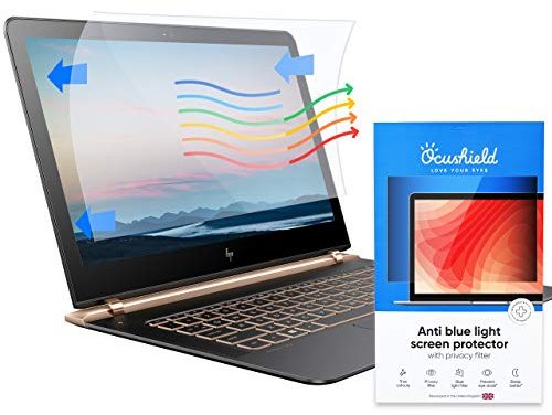 Ocushield Blue Light Privacy Screen Filter, 15.6 inch (16:9) | Fits 345 x 194 mm screens. Anti-glare, easy install, anti-fingerprint. Reduces eye fatigue. For laptops & monitors.