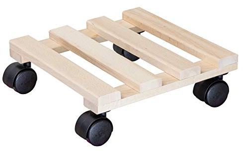 WAGNER Växtvagn PALETTI 25 x 25 x 8 cm I Blomvagn för inomhusbruk I Behållarvagn tillverkad av FSC®-certifierat massivt bokträ, natur I Lastkapacitet 100 kg I Made in EU - 20043901