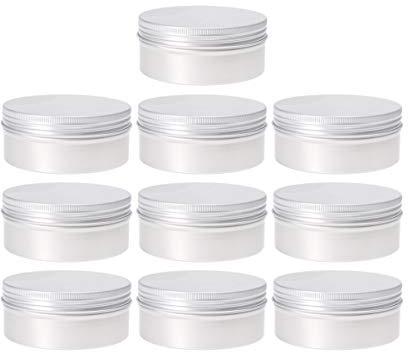 10 runde Metalldosen mit Deckel, Kerzendosen, Metalldosen für Tee, Bonbons, Balsam, Schatze, Geschenke (Silber), 250 ml