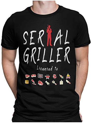 STAMPATEK Maglietta Serial Griller T-Shirt Barbecue Grigliata Idea Regalo Maglia Uomo Divertente Manica Corta con Scritte
