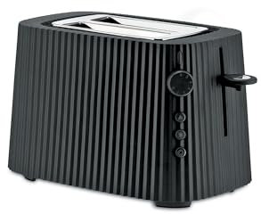 Alessi Plissé MDL08 B/UK - Design Toaster, Six Browning Levels, in Thermoplastic Resin, English Plug 850 W, Black