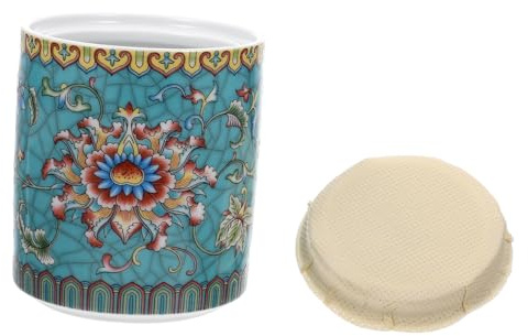 BESPORTBLE Keramik Teedose Vintage Vorratsdose mit Deckel Zuckerdose Keramikdose Tee Kanister Kaffeedose Aufbewahrungsdose für Lose Blatt Tee Zucker Gewürz Lebensmittel Behälter Blau