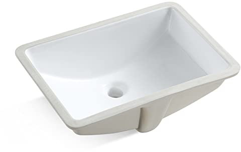 MEJE #202H-1_18 Inch Nave Lavello Rettangolo Sottopiano Bagno Lavabo Vanity Ceramica Bianco Puro