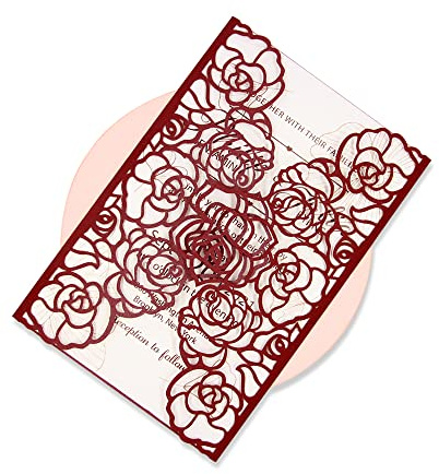 FOMTOR Hochzeitseinladungen, 40 Pack Lasergeschnittene Hochzeitskarte,Personalisierte Party EinladungsKarten, mit Leerem Bedruckbarem Papier und Umschläge für Hochzeit Geburtstag Graduation
