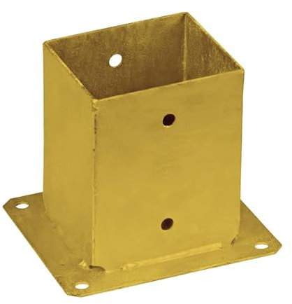 GRUNDLINE - Screw-on sleeve 100 x 100 - ground sleeves for wooden posts - screw on post holder - ground sleeve with anchor plate - anchor - post shoe hot-dip galvanised - support base - wood connector