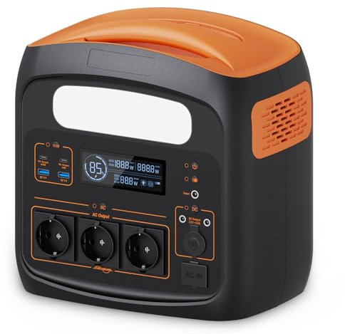 Centrale elettrica portatile N1200, batteria LiFePO4 da 1102,5Wh, prese AC x 3 1200W (2400W di picco), 100% di carica in 90 minuti, generatore solare a onda sinusoidale pura 50Hz per uso domestico