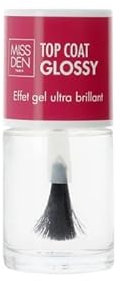 Top Coat Glossy - Miss Den - 90% d'Ingrédients d'Origine Naturelle - Effet Gel - Ultra Brillant - 10ml