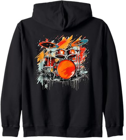 Great Drums for Musicans Sweat à Capuche Noir Unisex Mixte Musical Novelty SWEATSHIRT à Capuche S pour Musiciens, Amateurs de Musique, Fans de Rock