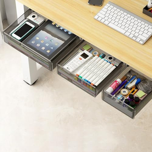 3-pack lådor under skrivbordet, utdragbara skåporganisatör – med lim – skapa extra förvaringsutrymme för ditt hem/kontor/kök/skolmaterial