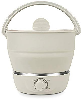 RajoNN Padella Elettrica Portatile Multifunzione Spezzatino Tagliatelle Fornello di Riso Pieghevole da Campeggio Pentola per Vapore per Uova Pentola per Zuppa (Colore : Argento)