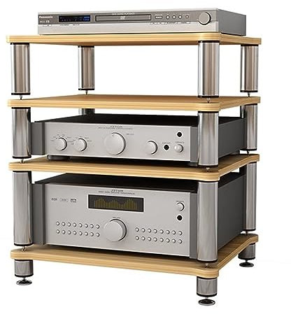 HiFi-Rack AV-Regal 4 Etagen TV-Ständer Lautsprecher-Rack Verstärker-Rack Für AV-Verstärker/Plattenspieler/Sky-Box/Drucker Multifunktionale Höhenverstellbare Tragfähigkeit (Color : Wood Color, S : 60