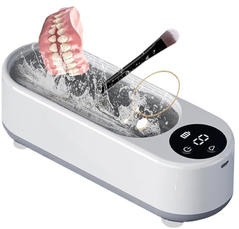 Fiauli 300ml Ultrasonic Jewelry Cleaner, Jewellery Cleaner 45000Hz, Professional Sonic Cleaner Jewellery Cleaner Solution for Jewellery Rings Glasses Watches White