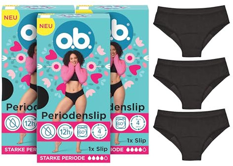 o.b. Periodenslip Größe M/L, wiederverwendbare Periodenunterwäsche bei starker Periode, Menstruationsunterwäsche für bis zu 12 Stunden Auslaufschutz, auch erhältlich in den Größen XS/S, XL/XXL