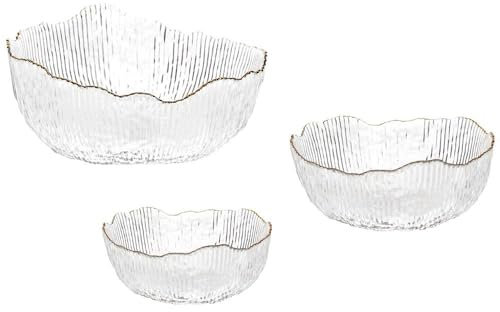 Tognana Set 3 Ciotole Vetro Trasparenti con Bordo Oro CM20-17-13 OREDICIOTTO GL5853B2341