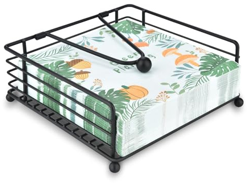 LAIHIFA Napkin Holder for Table & Kitchen - Modern Flat Napkin Dispenser for Home & Outdoor Dining, Paper Napkin Holders with Weighted Arm for Easy Access - Keep Your Dining Area Tidy and Organized