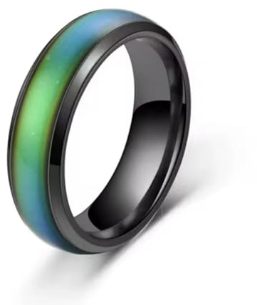 Anillo de estado de ánimo, cambio de color, sensible a la temperatura, tabla de colores y bolsa de regalo, gran regalo, para todas las edades, diferentes colores de banda, negro, rosa, oro, plata