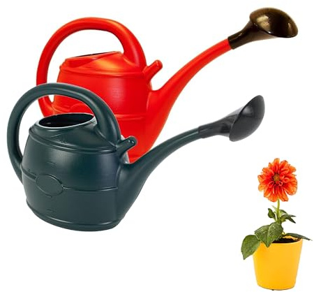 Red or Green Lightweight 10 Litres Watering Can With Sprinkler Rose Head | For Garden Indoor & Outdoor