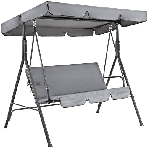 Vcyex Ersatzdach für Hollywoodschaukel 3 Sitzer-hollywoodschaukel dachbezug 210D wasserdichtes Vordach und Stuhlsitzbezug (Schaukel Nicht im Lieferumfang enthalten),249 * 185 * 15cm,Grey