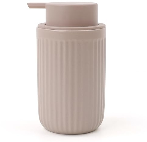 Seifenspender Umlaca Spülmittelspender, Nachfüllbarer Soap Dispenser Keramik 350ml, Großer Pumpenkopf lässt Sich leicht drücken, Geeignet für Küche, Bad (Streifen Khaki, Flüssigseifenspender)