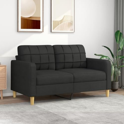 Willood 2-Sitzer-Sofa Couch für Wohnzimmer, Polstersofa mit Metallgestell, Loungesofa Zweisitzer Wohnzimmersofa Wohnzimmermöbel Schwarz 140 cm Stoff