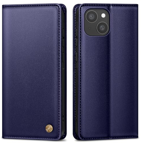 AIMOYU Handyhülle für iPhone 14 Hülle,Premium Lederhülle Schutzhülle Tasche für iPhone 14 Hülle Wallet Kartenfach Standfunktion Flip Case für iPhone 14 Klappbar, Blau