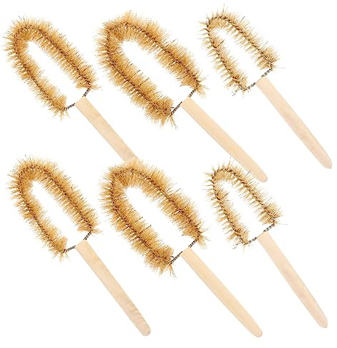 Anneome 6pcs Beaker Cleaning Brush for Labs with Synthetic Material and Wood Handle, No Dead Angle Scrubbing, Relieve Hand Fatigue, for Lab Bottle Cleaning and Chemical Beakers