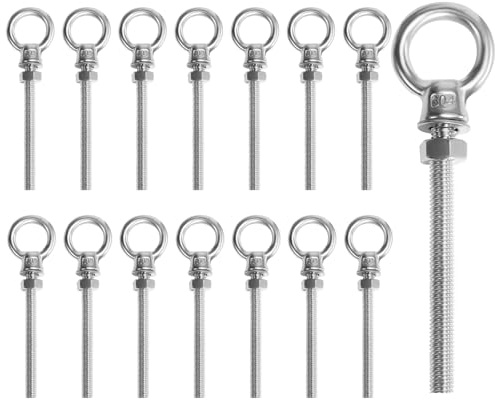ZLLZPZD 15 Stk.Augenbolzen | Ringschraube M6 | Augenschraube M6 x 60mm | Ösenschraube M6 304 Edelstahl | Ringschrauben | Schraubhaken | 304 Edelstahl Flacher Kopf