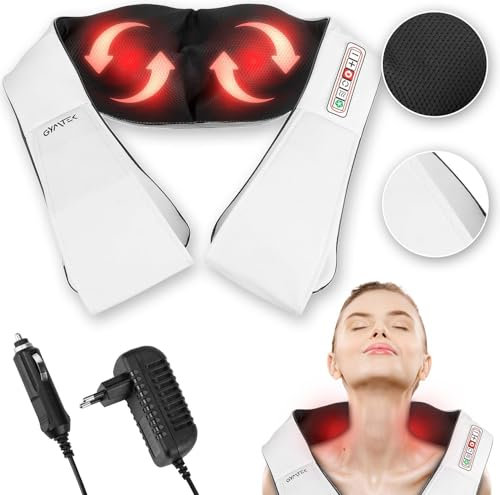 Gymtek Shiatsu Nacken- und Rückenmassagegerät mit Wärmefunktion, Nackenmassagegerät mit Wärme, Shiatsu Massagegerät Nacken und Rücken, Nackenmassage, Elektrische Nackenmassagegeräte