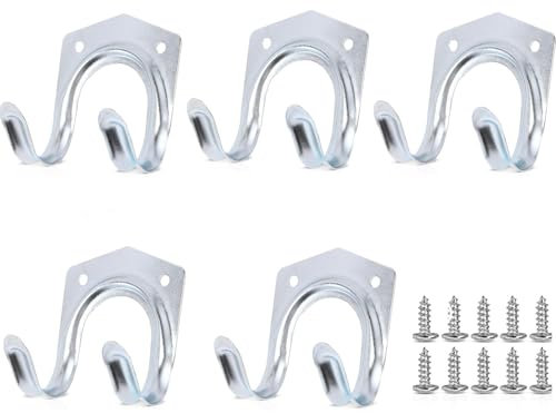 AUFIKR Lot de 5 crochets muraux antidérapants à double crochet pour rangement de maison, entrepôt, garage, abri de jardin, outils de jardin