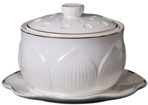 MZPOZB Soupière en Céramique Celadon Lotus Ménage Céramique Étanche Faitout Pot avec Couvercle Pot Nid D'oiseau Vapeur Oeuf Bol Poisson Colle Pot À Soupe Dessert Petits Pots À Ragoût(S)