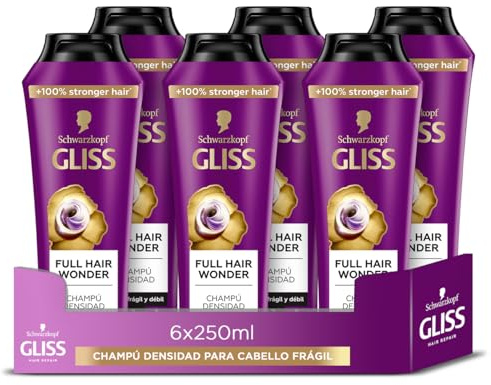 Gliss Full Hair Wonder Shampoo, 250 ml, förstärkare och volymer för tunt och svagt hår, reparationsformel