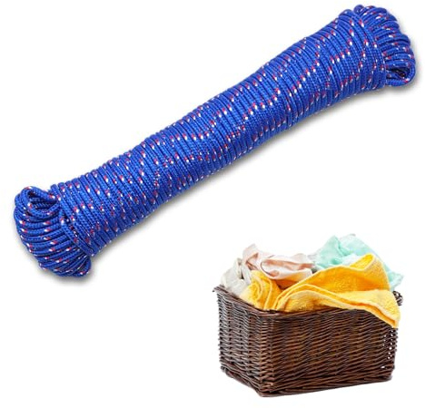 Farbige Wäscheleine, 20 Meter, widerstandsfähiges und schmutzabweisendes Propylenseil, robust und langlebig für Außen- und Innenbereich, ideal für Garten, Camping und Zuhause (Blau)