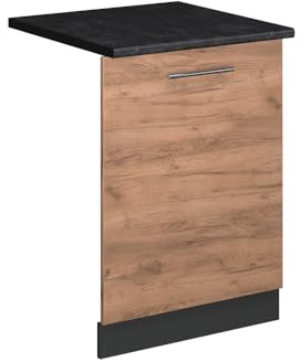 Vicco Façade de Lave-Vaisselle Fame-Line, Chêne doré, 60cm | Pour lave-vaisselle tout intégrable de 60 cm · Plan de travail incl. · Adapté à la façade de cuisine · Librement combinable