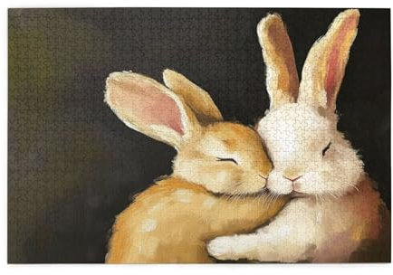 Puzzle 5000 Teile Tier, Kaninchen Holz XXL Puzzle Erwachsene mit Schachtel und Poster, Schwierige, Herausfordernde und Interessant Spiele für Anfänger, Geschenke für Männer/Frauen Wohndekoration 1T-39