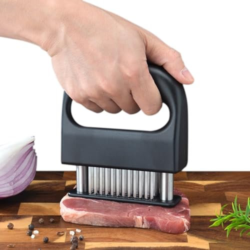 Ablandador de carne, herramienta ablandadora de carne con 48 cuchillas de aguja ultra afiladas de acero inoxidable, utensilios de cocina para ablandar carne de res, pavo, pescado, barbacoa, cerdo