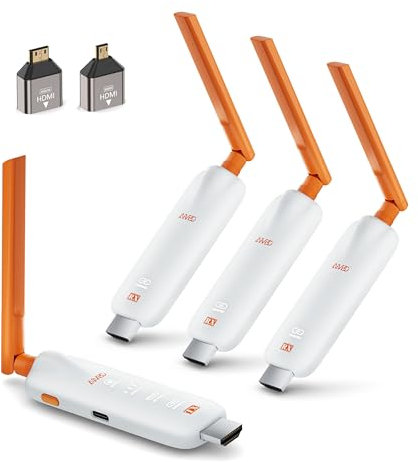 Wireless HDMI Transmitter and 3 Receivers, Up to 6 RXs, 2025 TIMBOOTECH 5G Wireless HDMI with LED Display, 1080P@60Hz, 165FT/50M for Laptop/TV Box/DSLR to Projector/TV/Monitor/Phone/Tablet (1TX+3RX)