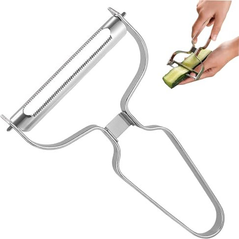 Edelstahl Sparschäler – Extra Breiter Kartoffelschäler für Gemüse und Obst – 14 x 9,3 x 1 cm – Rutschfester Griff – Ideal als Ersatz für WMF, Fackelmann und Victorinox