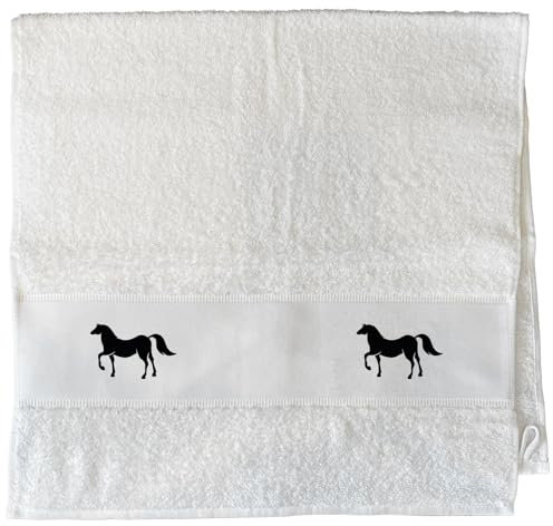 Huuraa Gäste-Handtuch Pferd Silhouette Geschenk 50x100cm White Baumwolle Pferd Präsent