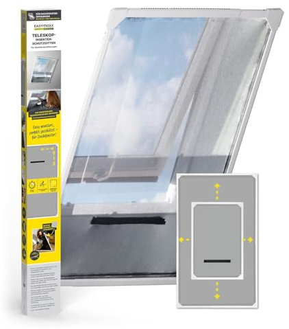 EASYmaxx Insect Protect Moustiquaire télescopique fenêtre avec cadre et filet intégré | Moustiquaire pour fenêtre de toit | Sans couper | Sans percer | 63 x 93 cm à 100 x 160 cm