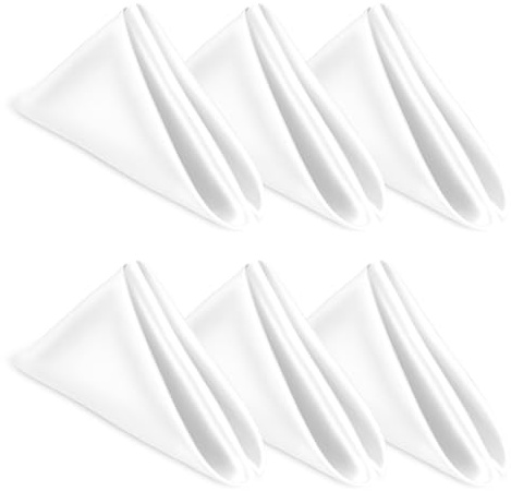 6PCS Cloth Napkins, White Cloth Napkins, 19.49x18.31 Inch Washable Dinner Napkin with Hemmed Edges, Polyester Dinner Napkin for Party, Wedding, Lunch, Dinners, Banquet, Festival and Event