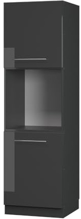 Vicco Mobile per forno da incasso Fame-Line, Antracite lucido, 60 cm | Frontale in MDF · Chiusura ammortizzata · Piedini regolabili in altezza · Maniglie in metallo · Facile integrazione ✓
