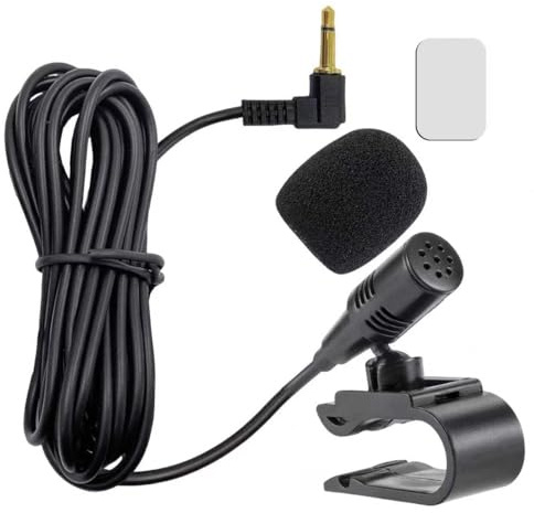 Verazquy Micrófono universal de 3,5 mm para coche con reducción de ruido, micrófono de solapa de voz HD para llamadas manos libres cristalinas en sistemas GPS estéreo Bluetooth, cable Plug and Play