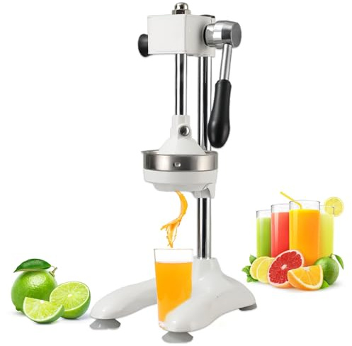 Glowdora Exprimidor De Cítricos Manual Comercial De Doble Modo, Exprimidor Profesional De Limón con Palanca Sin Esfuerzo, Prensa Manual Ergonómica para Naranjas, Granadas, Limones White