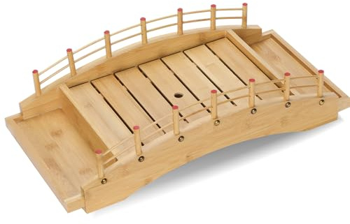 LEQC Wooden Sushi Boat Bridge – Large Sushi Serving Tray for Japanese Food Display, Sushi Platter, Sushi Train Dining, Party Serving Board, Restaurant & Home Kitchen Decoration(17.2X8.4X5.2in)
